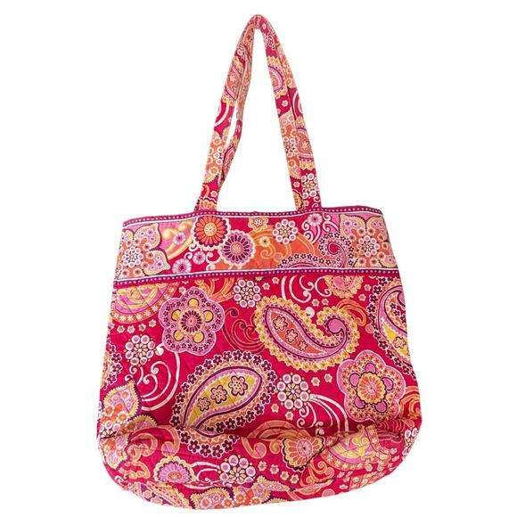 RARE & RETIRED Vera Bradley Tote Bag in “Raspberry Fizz” Paisley Print - Picture 2 of 7